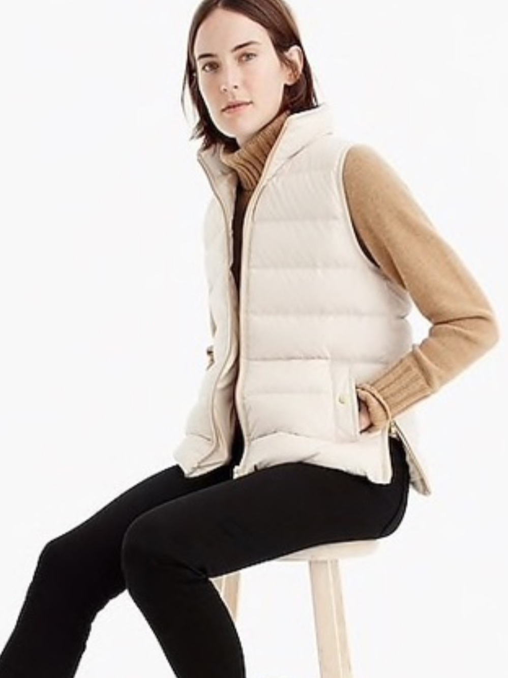 J Crew EUC Mountain Down Puffer Vest Ivory Medium